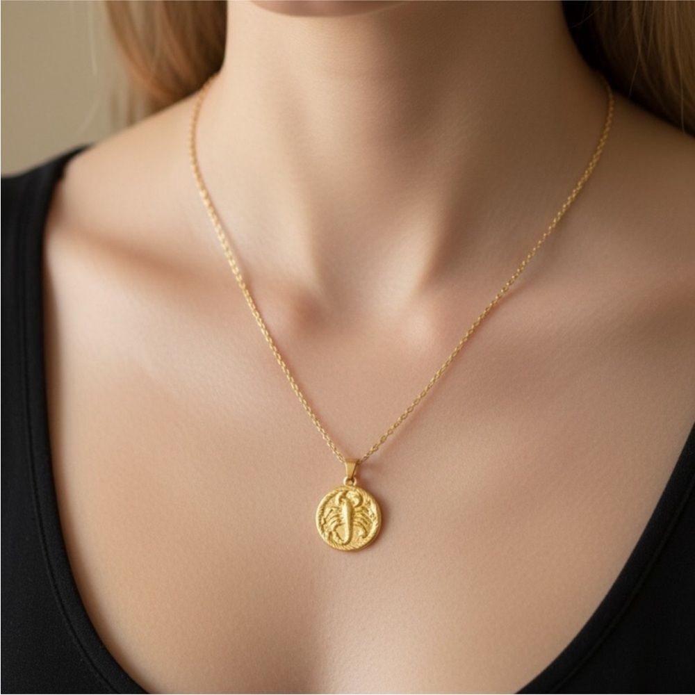 Gold Scorpio Pendant Necklace